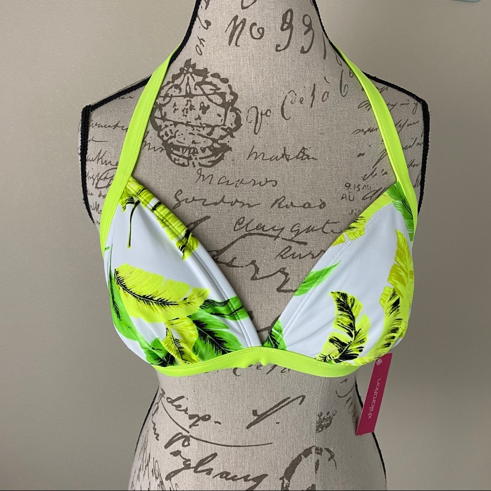 NWT Neon Green, Yellow, White Flower Bikini Top